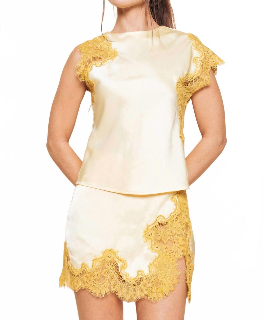 NEW FORE COLLECTION laced panel top in gold